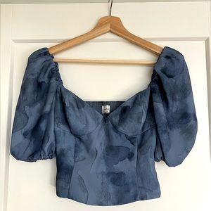 Aritzia - XS - Women's hand-painted Novella Puff Sleeve Blouse - NWOT